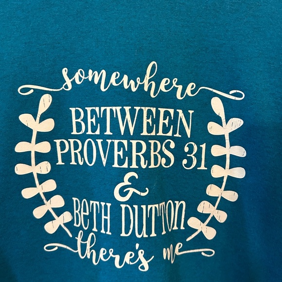 Teal Blue Christian-Themed Humorous Pullover Sweatshirt XL - Picture 2 of 4